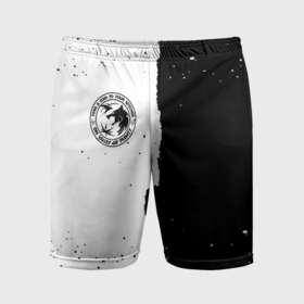 Мужские шорты спортивные с принтом Ведьмак лого черно белые в Курске,  |  | 