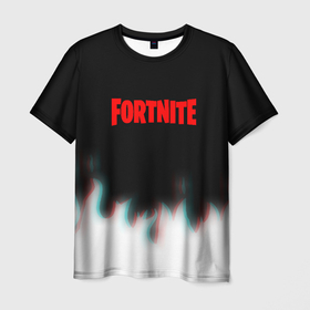 Мужская футболка 3D с принтом Fortnite flame glitch в Кировске, 100% полиэфир | прямой крой, круглый вырез горловины, длина до линии бедер | 
