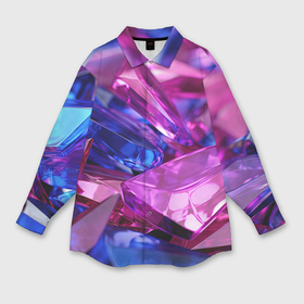 Мужская рубашка oversize 3D с принтом Розовые и синие битые стекла в Курске,  |  | Тематика изображения на принте: 