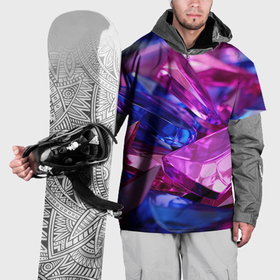 Накидка на куртку 3D с принтом Розовые и синие битые стекла в Кировске, 100% полиэстер |  | 