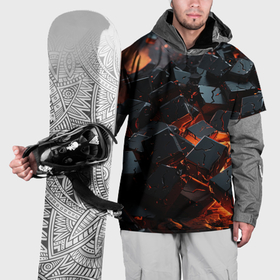 Накидка на куртку 3D с принтом Абстрактные кубы в огне в Новосибирске, 100% полиэстер |  | 