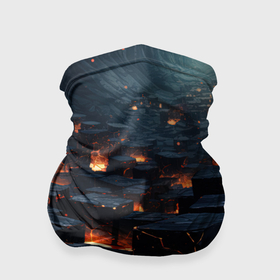Бандана-труба 3D с принтом Кубы черные абстрактные в огне , 100% полиэстер, ткань с особыми свойствами — Activecool | плотность 150‒180 г/м2; хорошо тянется, но сохраняет форму | Тематика изображения на принте: 