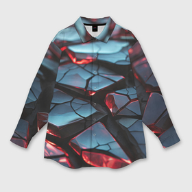 Мужская рубашка oversize 3D с принтом Черные неоновые кубики абстракция в Тюмени,  |  | 
