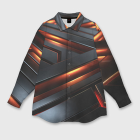 Мужская рубашка oversize 3D с принтом Черные плашки с неоновым светом в Санкт-Петербурге,  |  | Тематика изображения на принте: 