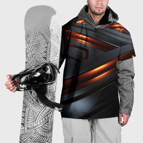 Накидка на куртку 3D с принтом Черные плашки с неоновым светом , 100% полиэстер |  | 