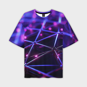 Мужская футболка oversize 3D с принтом Фиолетовы прозрачные линии ,  |  | 