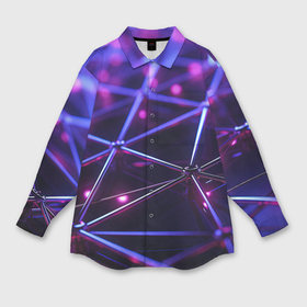 Мужская рубашка oversize 3D с принтом Фиолетовы прозрачные линии ,  |  | 