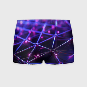 Мужские трусы 3D с принтом Фиолетовы прозрачные линии , 50% хлопок, 50% полиэстер | классическая посадка, на поясе мягкая тканевая резинка | 