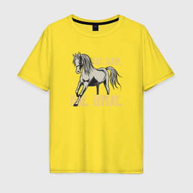 Мужская футболка хлопок Oversize с принтом Есть спать повторять   лошадь , 100% хлопок | свободный крой, круглый ворот, “спинка” длиннее передней части | 