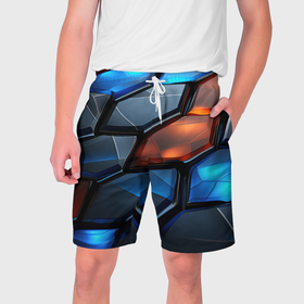 Мужские шорты 3D с принтом Прозрачные абстрактные  плиты в Белгороде,  полиэстер 100% | прямой крой, два кармана без застежек по бокам. Мягкая трикотажная резинка на поясе, внутри которой широкие завязки. Длина чуть выше колен | 