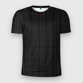 Мужская футболка 3D Slim с принтом Тёмно серый клетчатый , 100% полиэстер с улучшенными характеристиками | приталенный силуэт, круглая горловина, широкие плечи, сужается к линии бедра | 