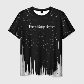 Мужская футболка 3D с принтом Three days grace rock band , 100% полиэфир | прямой крой, круглый вырез горловины, длина до линии бедер | 