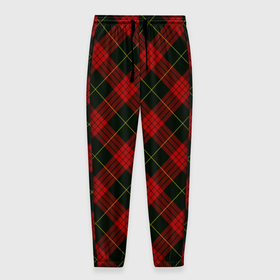 Мужские брюки 3D с принтом Красно зелёный клетчатый в Кировске, 100% полиэстер | манжеты по низу, эластичный пояс регулируется шнурком, по бокам два кармана без застежек, внутренняя часть кармана из мелкой сетки | 