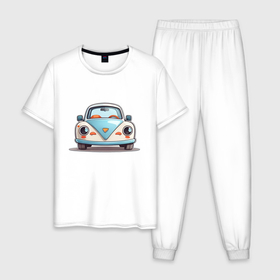 Мужская пижама хлопок с принтом Машинка в Новосибирске, 100% хлопок | брюки и футболка прямого кроя, без карманов, на брюках мягкая резинка на поясе и по низу штанин
 | 