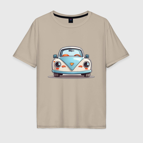 Мужская футболка хлопок Oversize с принтом Машинка в Санкт-Петербурге, 100% хлопок | свободный крой, круглый ворот, “спинка” длиннее передней части | 