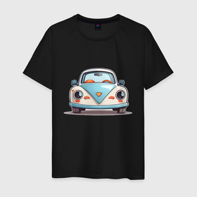 Мужская футболка хлопок с принтом Машинка в Ухте, 100% хлопок | прямой крой, круглый вырез горловины, длина до линии бедер, слегка спущенное плечо. | 