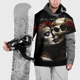 Накидка на куртку 3D с принтом Поцелуй девушки с черепом в Тюмени, 100% полиэстер |  | Тематика изображения на принте: 