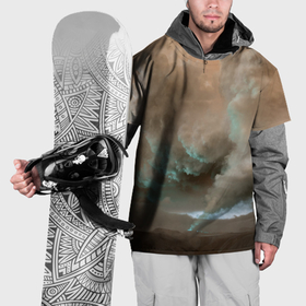 Накидка на куртку 3D с принтом Серо коричневые облака в Курске, 100% полиэстер |  | 