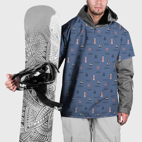Накидка на куртку 3D с принтом Морской узор в Екатеринбурге, 100% полиэстер |  | 