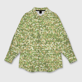 Мужская рубашка oversize 3D с принтом В зеленых тонах вязаный трикотажный однотонный узор в Кировске,  |  | 