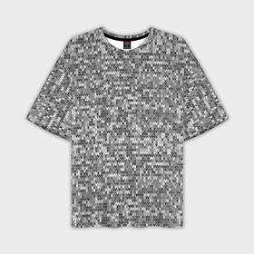 Мужская футболка oversize 3D с принтом Узор серого вязанного трикотажа меланж в Тюмени,  |  | Тематика изображения на принте: 