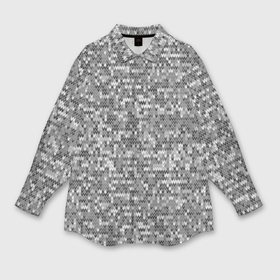 Мужская рубашка oversize 3D с принтом Узор серого вязанного трикотажа меланж в Кировске,  |  | 
