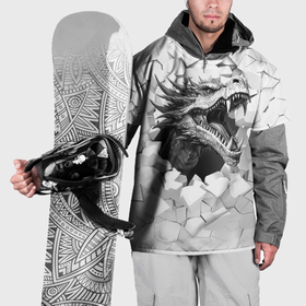 Накидка на куртку 3D с принтом Дракон с открытой пастью проламывает стену в Санкт-Петербурге, 100% полиэстер |  | 
