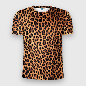 Мужская футболка 3D Slim с принтом Цвет дикого леопарда , 100% полиэстер с улучшенными характеристиками | приталенный силуэт, круглая горловина, широкие плечи, сужается к линии бедра | 