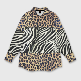 Мужская рубашка oversize 3D с принтом Леопард с зеброй в Курске,  |  | Тематика изображения на принте: 