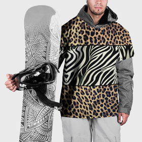 Накидка на куртку 3D с принтом Леопард с зеброй в Екатеринбурге, 100% полиэстер |  | 
