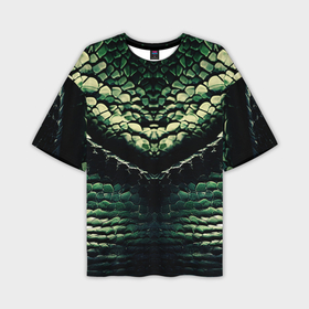 Мужская футболка oversize 3D с принтом Чешуя дракона зелёного в Екатеринбурге,  |  | 
