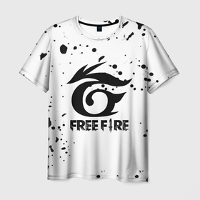 Мужская футболка 3D с принтом Freefire черные краски в Санкт-Петербурге, 100% полиэфир | прямой крой, круглый вырез горловины, длина до линии бедер | 