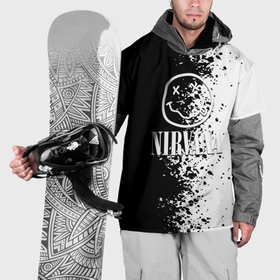 Накидка на куртку 3D с принтом Nirvana чернобелые краски рок в Курске, 100% полиэстер |  | 