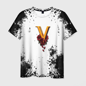 Мужская футболка 3D с принтом Cyberpunk 2077 группировка Валентинос , 100% полиэфир | прямой крой, круглый вырез горловины, длина до линии бедер | 