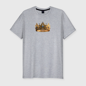 Мужская футболка хлопок Slim с принтом Королевская корона с голубыми камнями в Екатеринбурге, 92% хлопок, 8% лайкра | приталенный силуэт, круглый вырез ворота, длина до линии бедра, короткий рукав | 