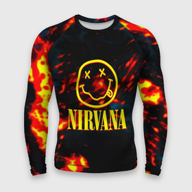 Мужской рашгард 3D с принтом Nirvana rock огненное лого лава в Петрозаводске,  |  | 
