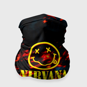 Бандана-труба 3D с принтом Nirvana rock огненное лого лава в Белгороде, 100% полиэстер, ткань с особыми свойствами — Activecool | плотность 150‒180 г/м2; хорошо тянется, но сохраняет форму | 