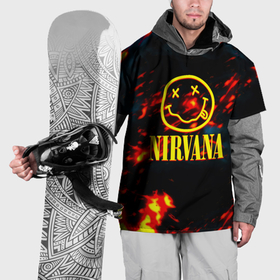 Накидка на куртку 3D с принтом Nirvana rock огненное лого лава в Белгороде, 100% полиэстер |  | Тематика изображения на принте: 