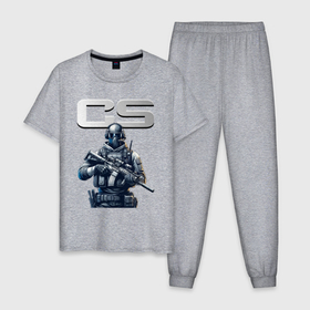 Мужская пижама хлопок с принтом Counter Strike   stormtrooper , 100% хлопок | брюки и футболка прямого кроя, без карманов, на брюках мягкая резинка на поясе и по низу штанин
 | Тематика изображения на принте: 