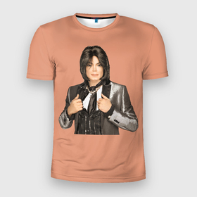 Мужская футболка 3D Slim с принтом Michael Jackson MJ в Новосибирске, 100% полиэстер с улучшенными характеристиками | приталенный силуэт, круглая горловина, широкие плечи, сужается к линии бедра | 