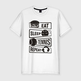 Мужская футболка хлопок Slim с принтом Есть спать теннис в Новосибирске, 92% хлопок, 8% лайкра | приталенный силуэт, круглый вырез ворота, длина до линии бедра, короткий рукав | 