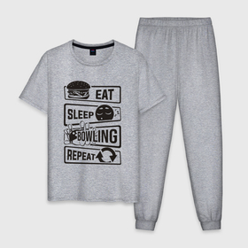 Мужская пижама хлопок с принтом Есть спать боулинг в Белгороде, 100% хлопок | брюки и футболка прямого кроя, без карманов, на брюках мягкая резинка на поясе и по низу штанин
 | 