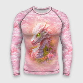 Мужской рашгард 3D с принтом Розовый дракон с цветами сакуры в Белгороде,  |  | Тематика изображения на принте: 
