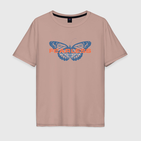 Мужская футболка хлопок Oversize с принтом Бабочка бесстрашие в Белгороде, 100% хлопок | свободный крой, круглый ворот, “спинка” длиннее передней части | 