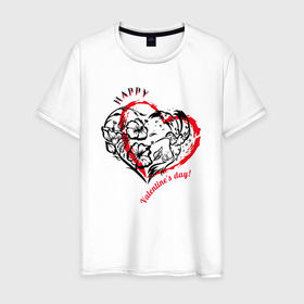Мужская футболка хлопок с принтом Сердце символ любви в Курске, 100% хлопок | прямой крой, круглый вырез горловины, длина до линии бедер, слегка спущенное плечо. | 