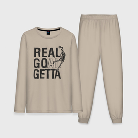 Мужская пижама с лонгсливом хлопок с принтом Real goal getta в Санкт-Петербурге,  |  | 
