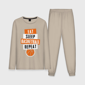 Мужская пижама с лонгсливом хлопок с принтом Eat sleep basketball в Рязани,  |  | 