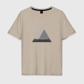 Мужская футболка хлопок Oversize с принтом Минималистичные треугольники в Петрозаводске, 100% хлопок | свободный крой, круглый ворот, “спинка” длиннее передней части | 
