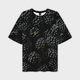 Мужская футболка oversize 3D с принтом Ягодки черники спелые в Курске,  |  | Тематика изображения на принте: 