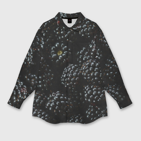 Мужская рубашка oversize 3D с принтом Ягодки черники спелые в Курске,  |  | Тематика изображения на принте: 